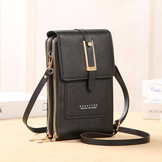 EB | Leder Smartphone Clutch Damen Handtasche mit Touchscreen-Fenster