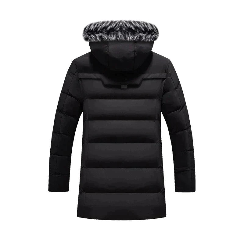 EB | Herren Winter Lange Parka - Flauschiger Besatz Kapuzen Design