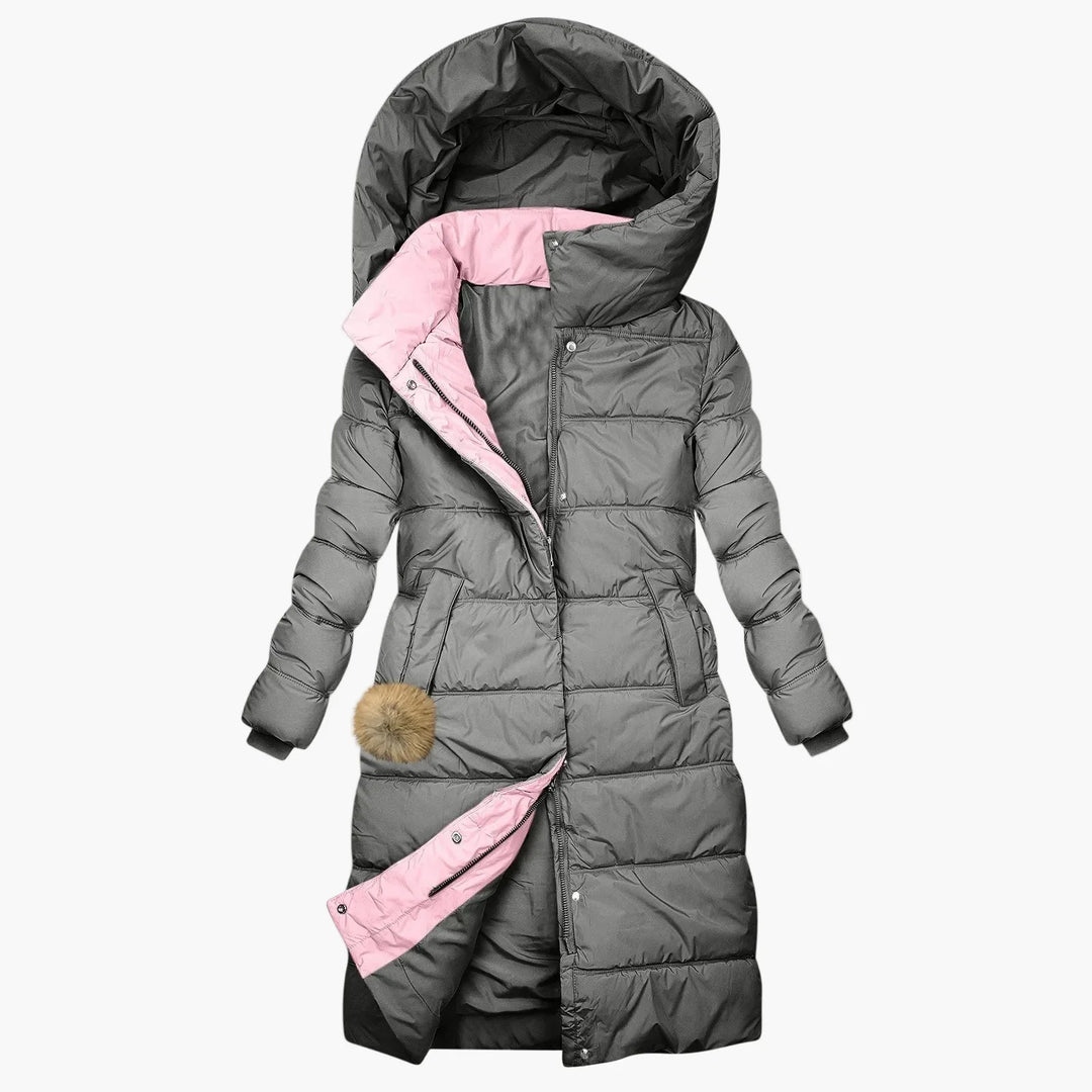 EB | Winter Steppmantel mit Kapuze - Langer, Winddichter Pufferjacke für Alltag & Freizeit