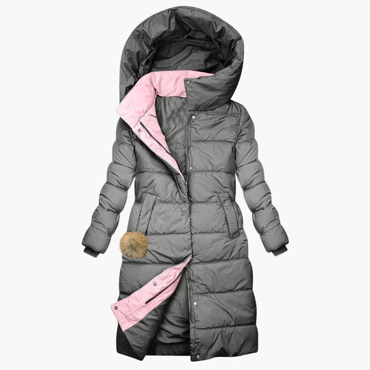 EB | Winter Steppmantel mit Kapuze - Langer, Winddichter Pufferjacke für Alltag & Freizeit