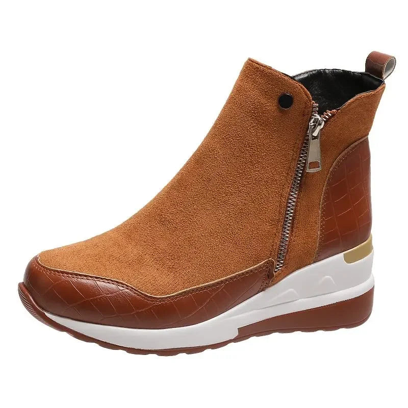 EB | Winter Wedge Schneestiefel mit Dicker Sohle Aus Baumwolle
