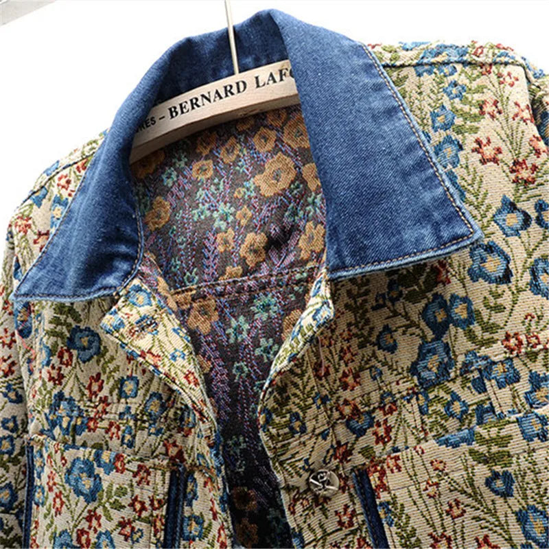 EB | Jeansjacke mit Jacquard Stickerei für Damen