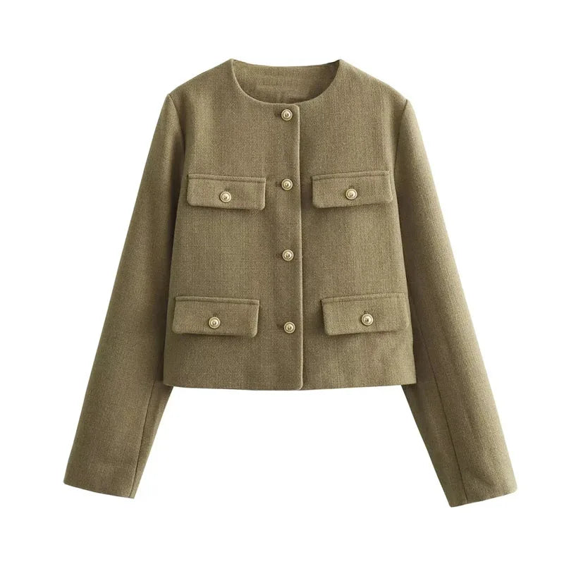 EB | Elegant und schicke Damen Blazerjacke mit Struktur und Knöpfen