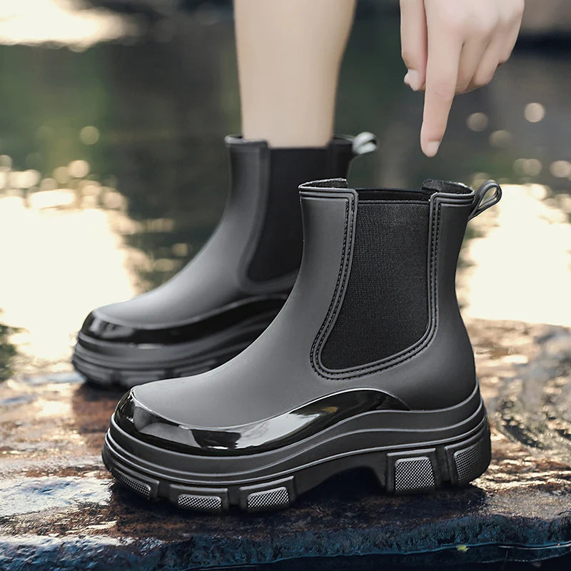 EB | Gummistiefel Wasserdicht Kurz Knöchel Slip on mit Grip Sohle