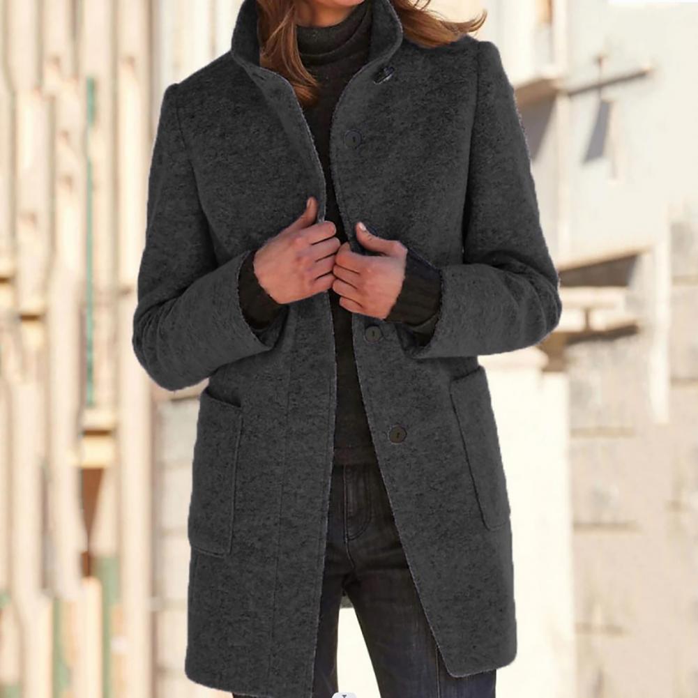 EB | Elegante Lange Jacke mit Stehkragen