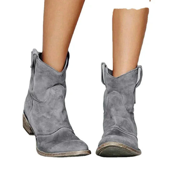 EB | Vintage-Leder-Spitzen-Stiefeletten