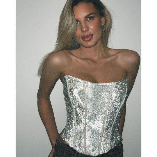 EB | Korsett Strapless Glitzer Top
