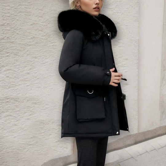 EB | Winter-Windbreaker mit Kapuze, Durchgehendem Reißverschluss, Taillenzug und Taschen