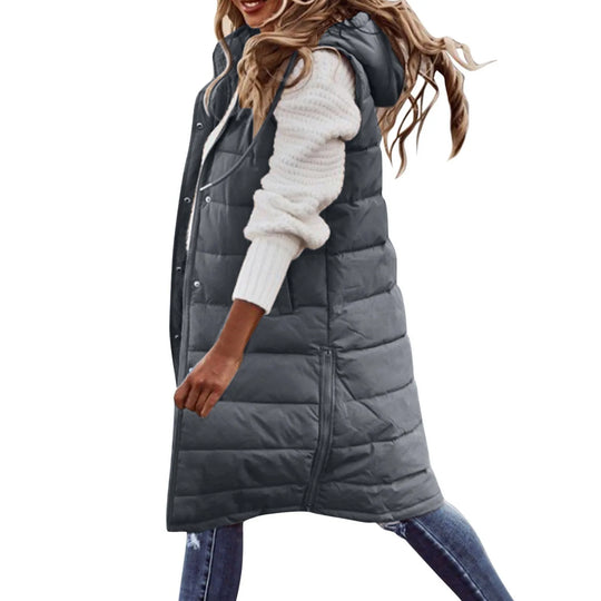 EB | Lange Pufferweste mit Kapuze Polyester Warm, Trendy