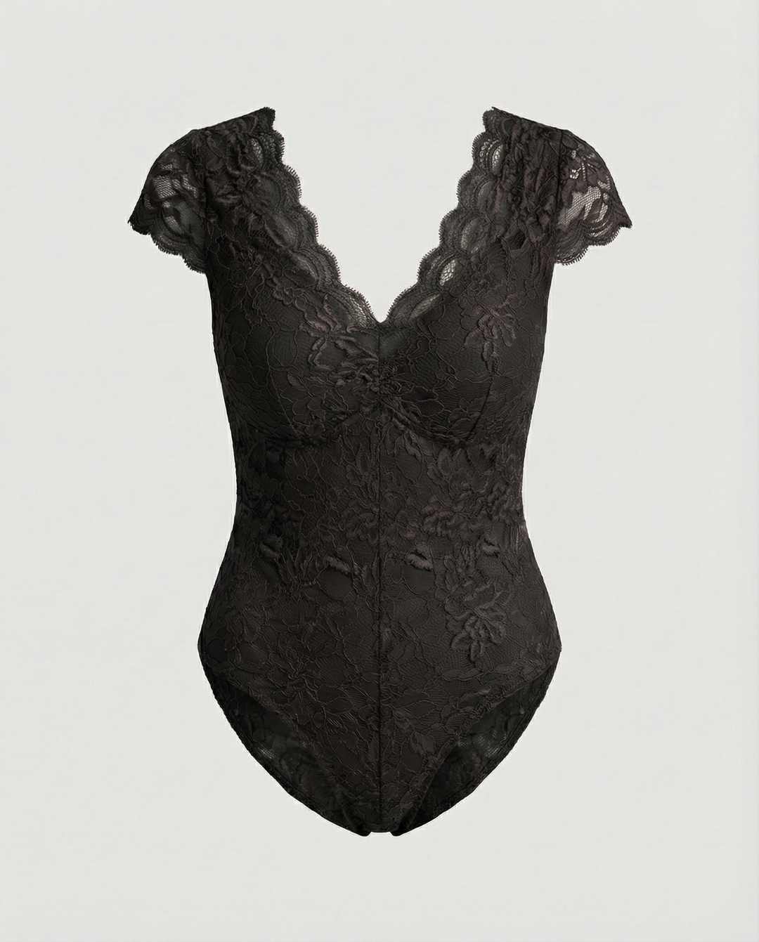 EB - Elegante Body Suit mit Spitzenärmeln und V-Ausschnitt