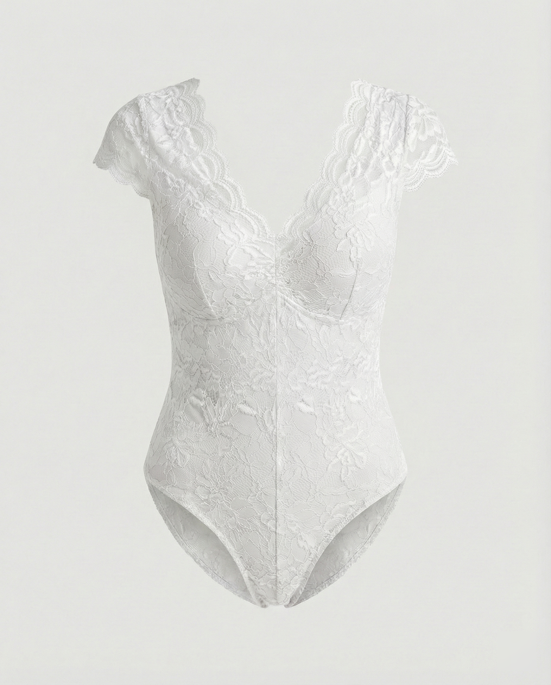 EB - Elegante Body Suit mit Spitzenärmeln und V-Ausschnitt