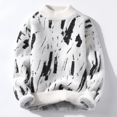 EB | Weiche Strickjacke mit Abstraktem Muster Wollmix Warm und Stilvoll