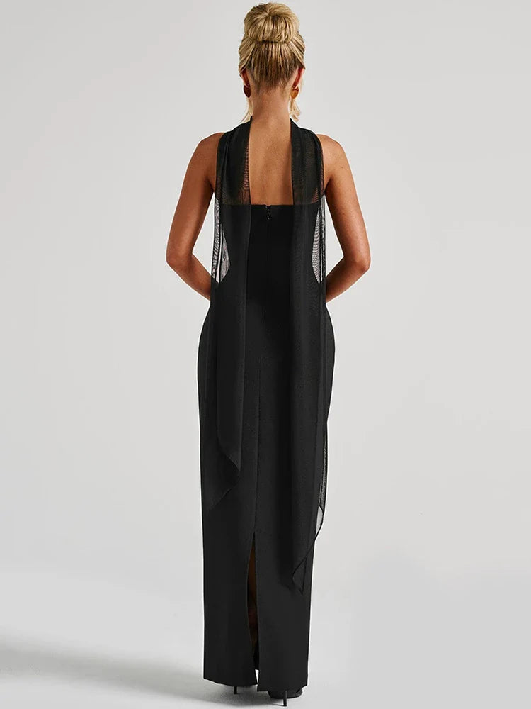 EB | Abendballkleid Strapless Bodenlang Säulensilhouette Halstuchdetail