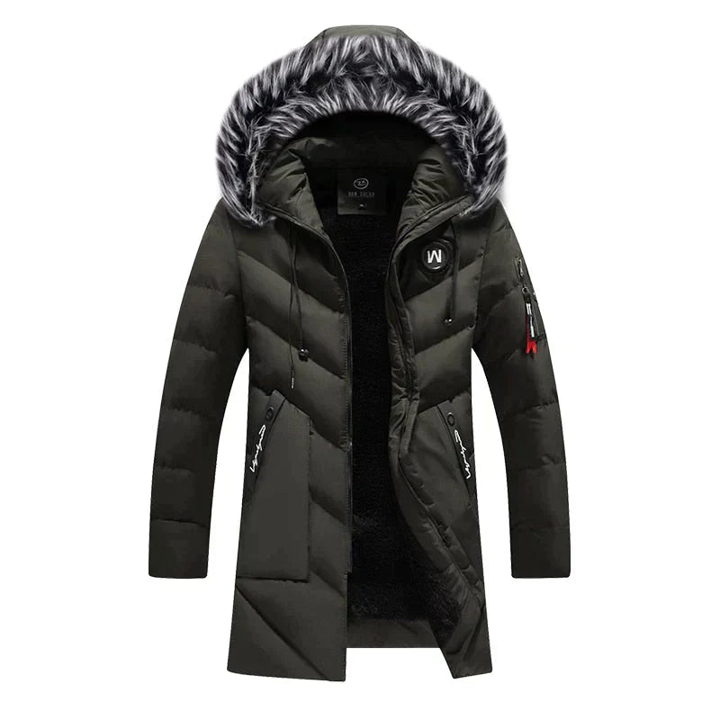 EB | Herren Winter Lange Parka - Flauschiger Besatz Kapuzen Design