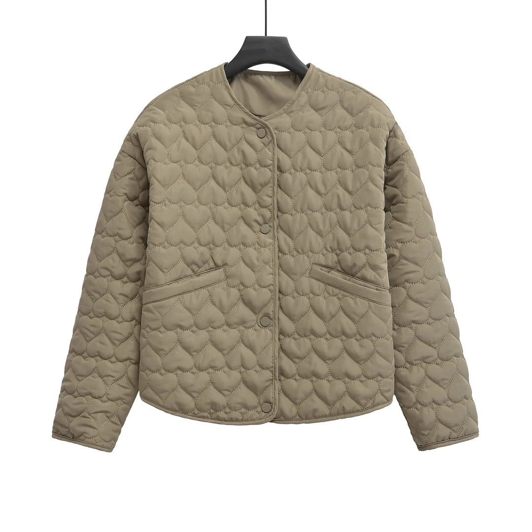 EB | Steppjacke mit Herzen – Leichter Puffer mit Druckknöpfen