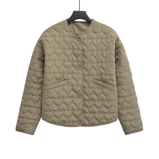 EB | Damen Steppjacke mit Herzen – Leichter Puffer mit Druckknöpfen