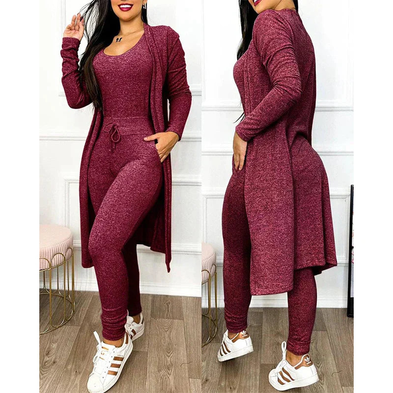 EB | Damen 3 Teiliges Loungewear Satz mit Jacke