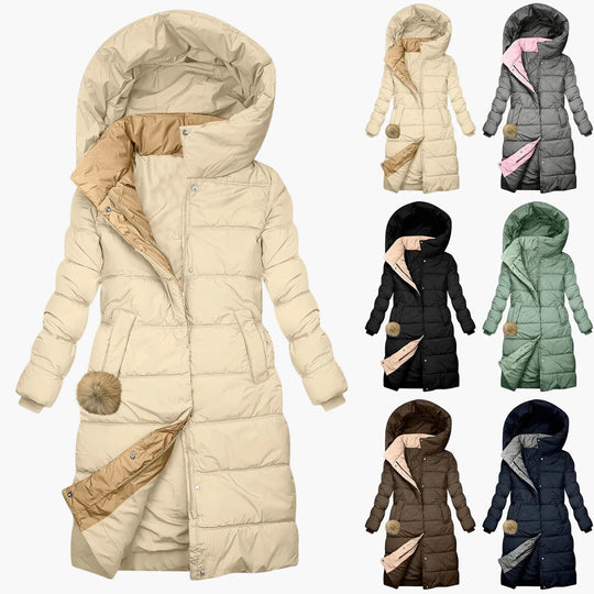 EB | Winter Steppmantel mit Kapuze - Langer, Winddichter Pufferjacke für Alltag & Freizeit