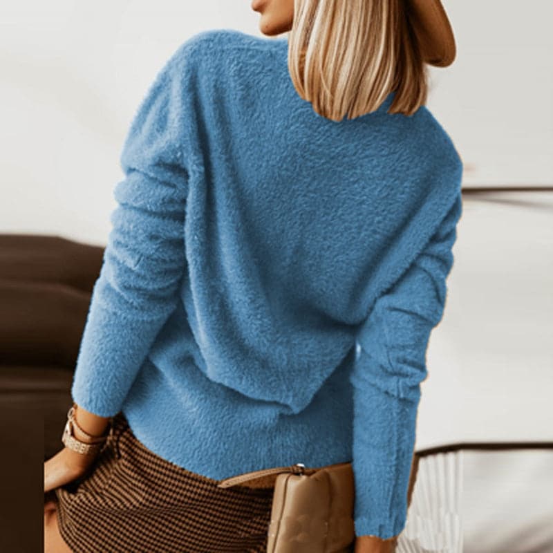 EB | Strickjacke Weiche Strickware V-Ausschnitt Große Knöpfe Lockere Passform