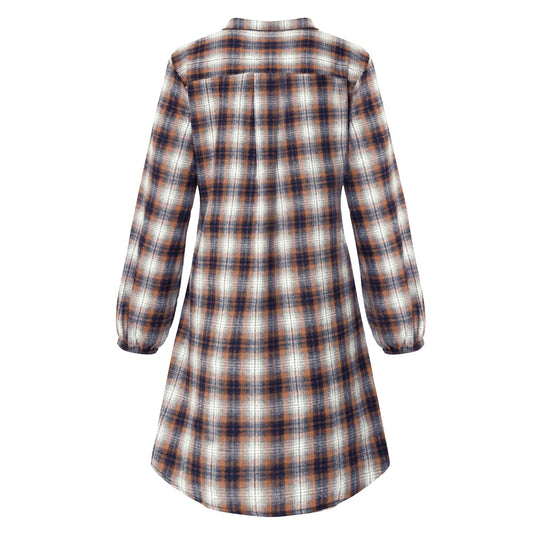 Kariertes Hemdkleid mit Gürtel und Knopfdetails