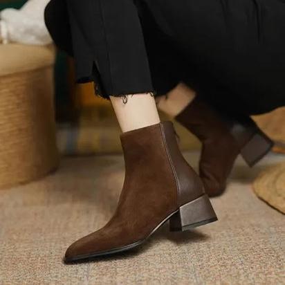 Bequeme Ankle Boots mit rutschfester Reißverschluss und runder Spitze EB