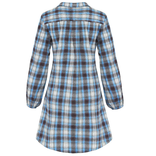 Kariertes Hemdkleid mit Gürtel und Knopfdetails