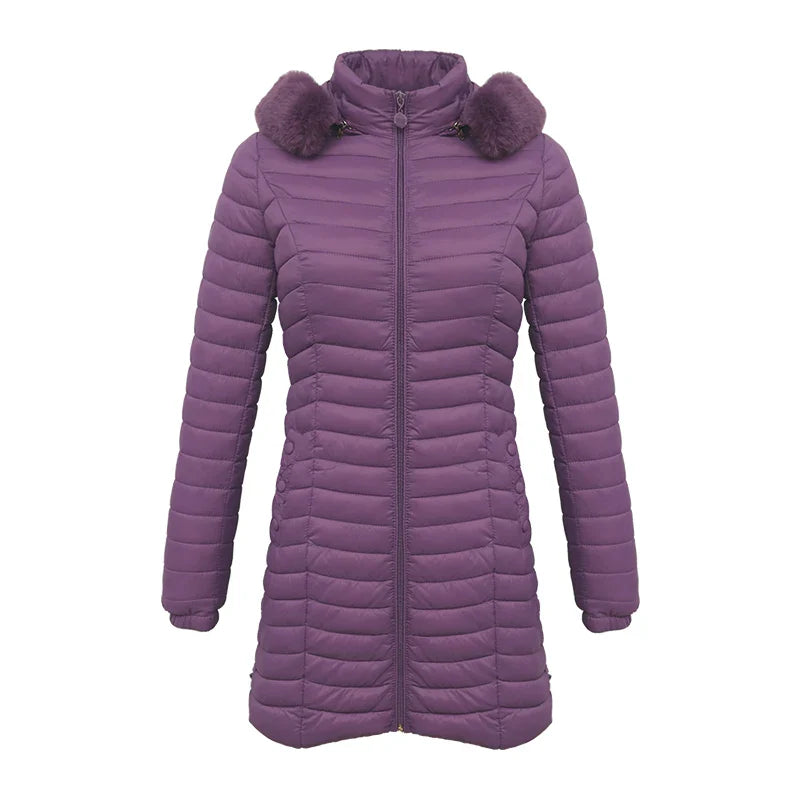 EB | Slim Fit Winter Puffer Jacke mit Pelzkapuze