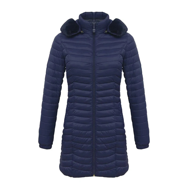 EB | Slim Fit Winter Puffer Jacke mit Pelzkapuze