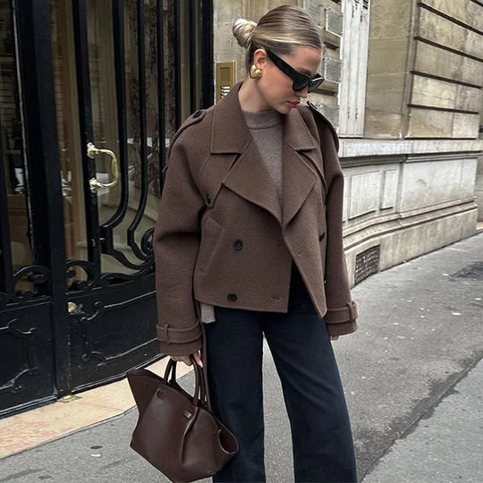 EB | Wolliger Mid-Length/Kurzer Trenchcoat