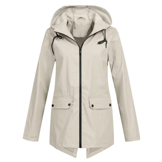 EB | Lässige Wasserdichte Damenjacke mit Kapuze und Reißverschluss Ideal für Herbst Winter