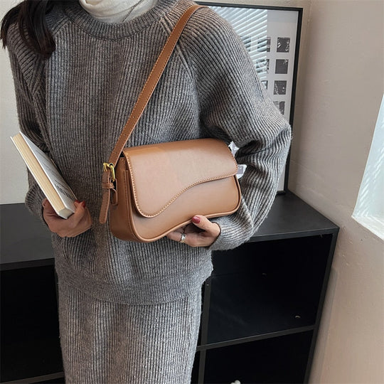 EB | Vintage Leder Crossbody-Taschen Kleine Umhängetasche Stilvolle Armpit Handtaschen und Geldbörsen