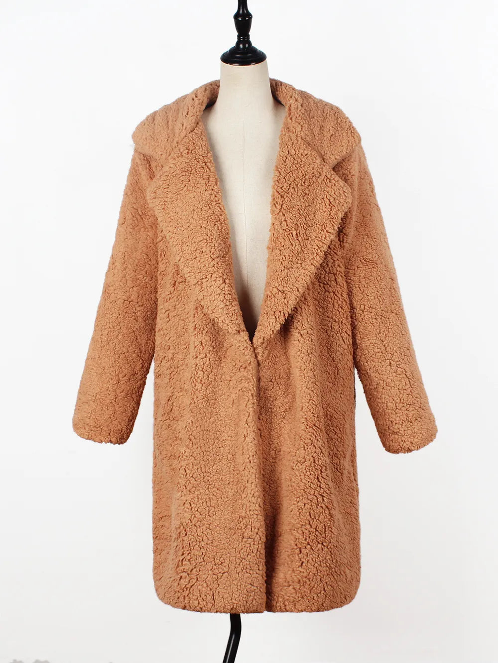 EB | Teddy Mantel Weich und Warm Oversized Schnitt Offene Vorderseite Lange Ärmel