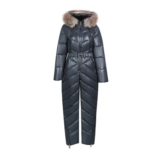 EB | Lässiger Winter Skianzug mit Pelzkragen Für Frauen