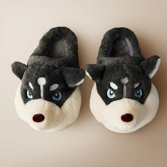 EB | Weiche Damenschuhe Niedliche Husky Hausschuhe für Zuhause