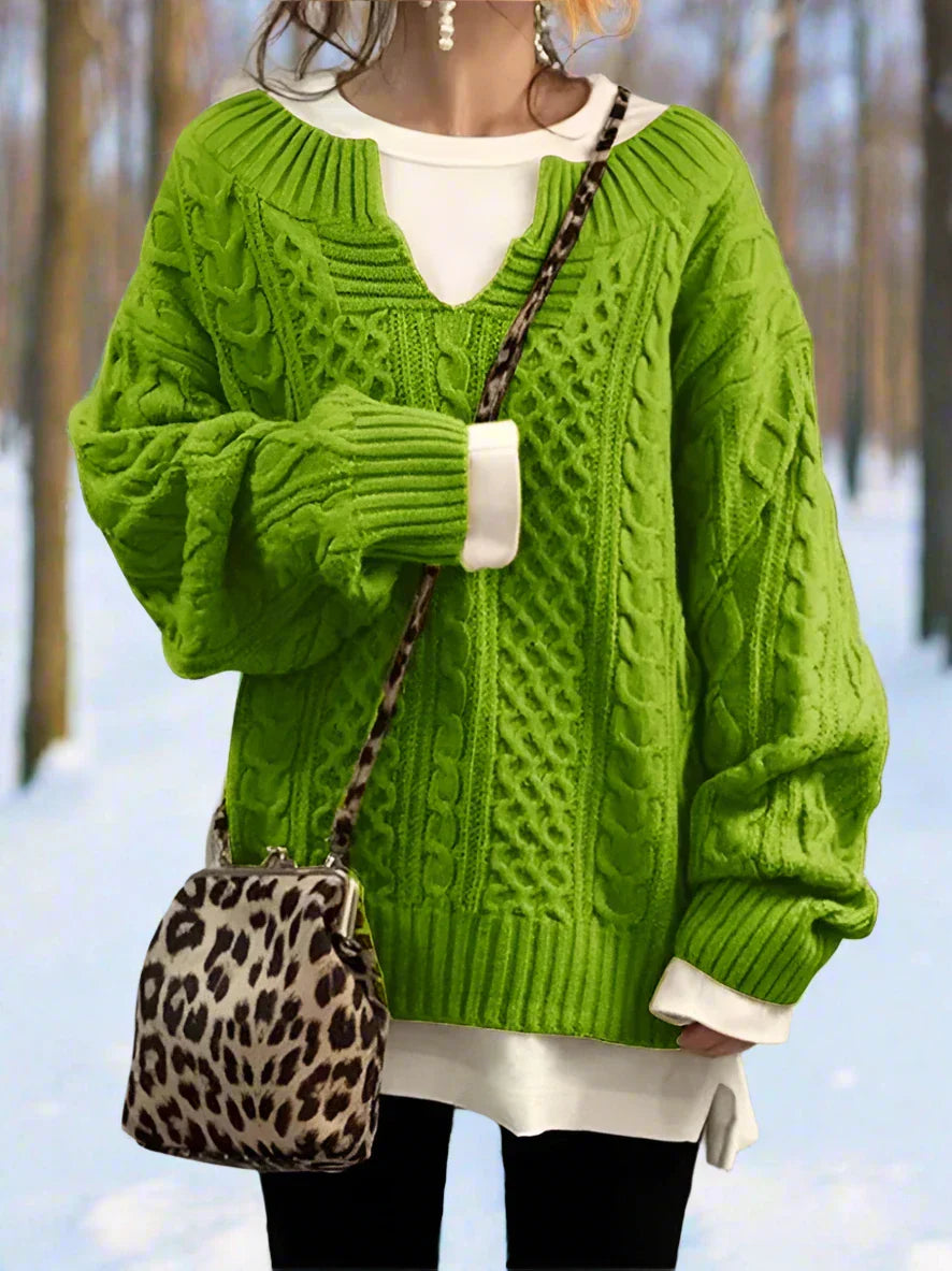 EB | Strickpullover Oversized Kabelstrick Weich und Warm Lässige Passform