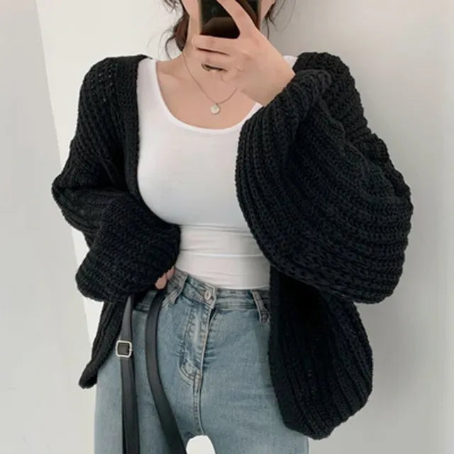 EB | Lässiger Strick-Cardigan mit Oversize-Ärmeln