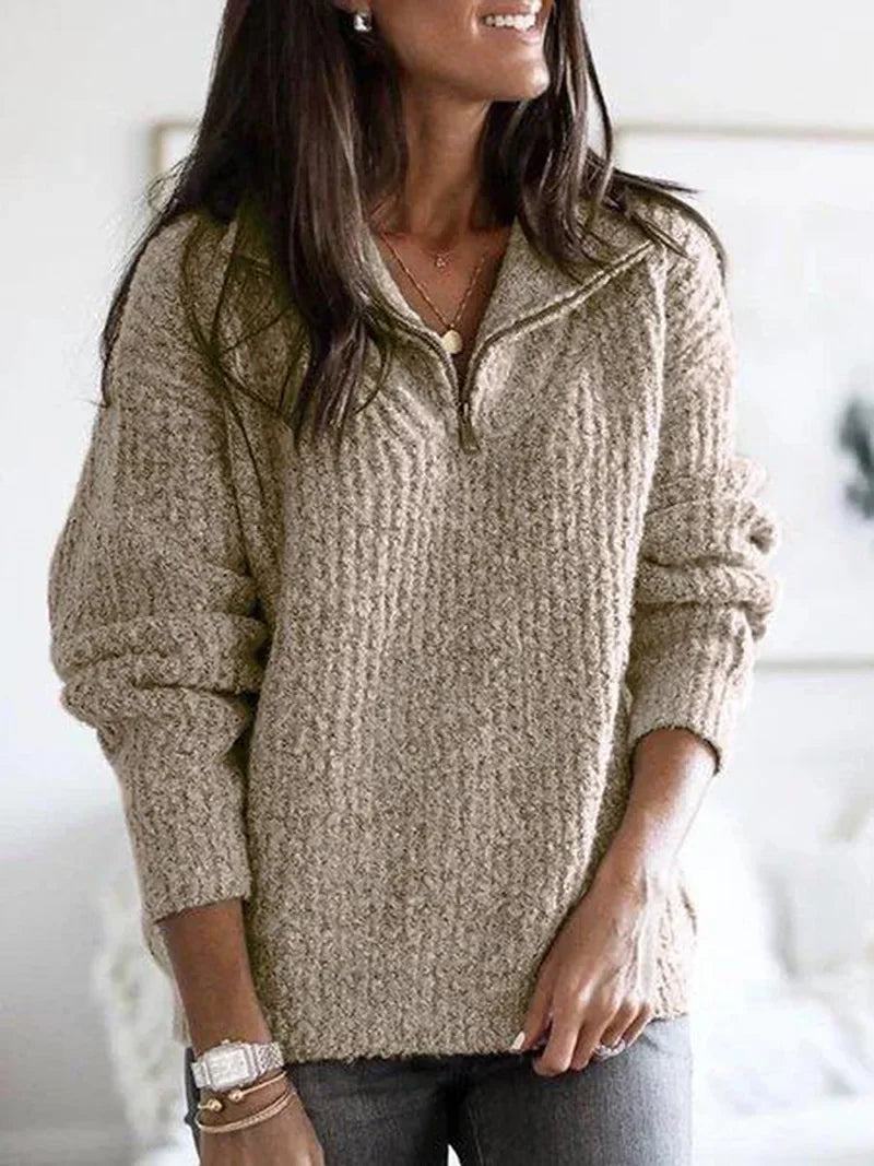 EB | Halber Reißverschluss Strickwinterpullover