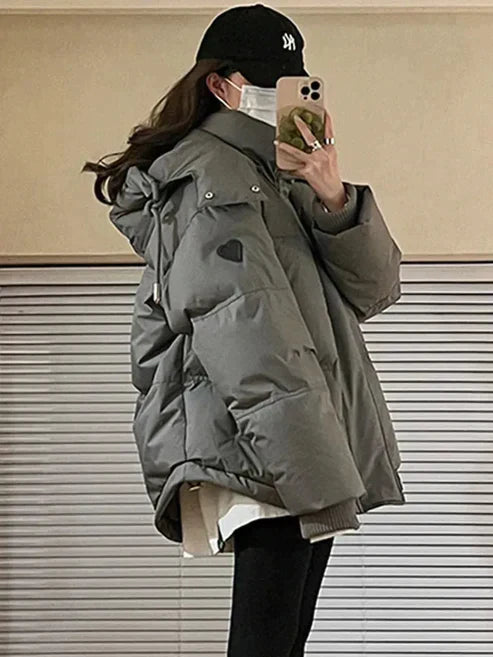 EB | Steppjacke mit Kapuze und Reißverschluss für Frauen Ideal für die Wintersaison