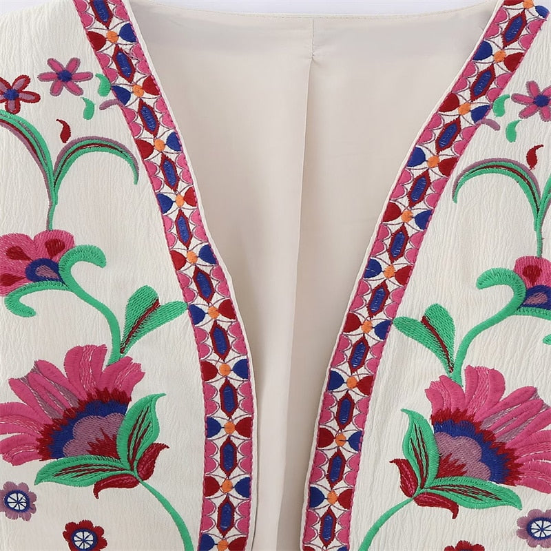 EB | Vintage Blumenbestickte Weste für Damen