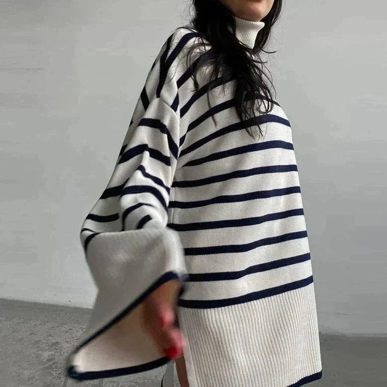 EB | Strickpullover Oversized Fit Weicher Rollkragen Langer Ärmel Freizeit Design