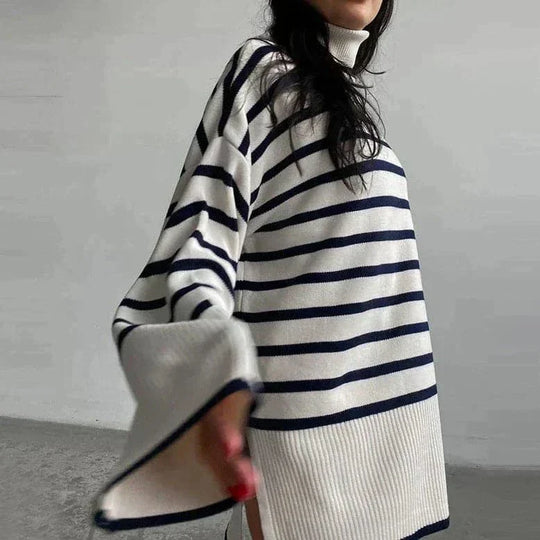 EB | Strickpullover Oversized Fit Weicher Rollkragen Langer Ärmel Freizeit Design