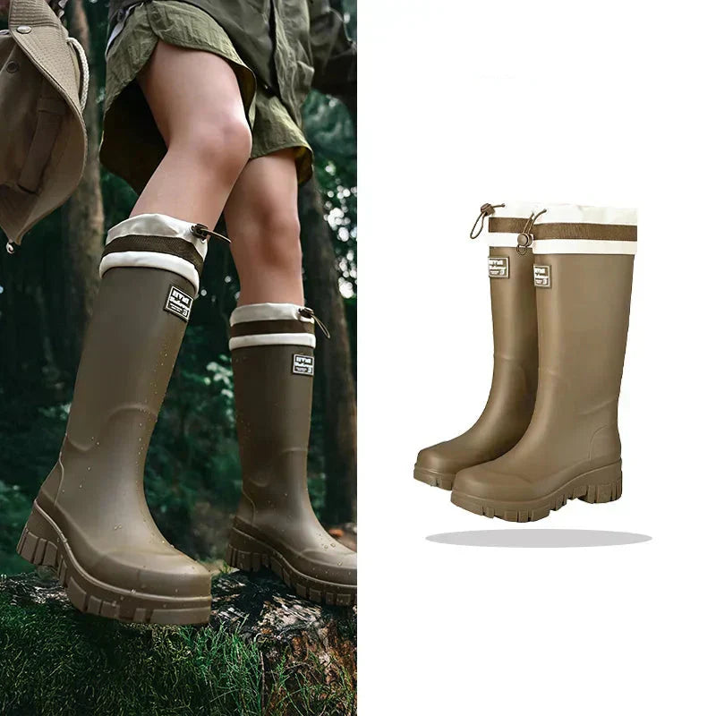 EB | Damen wasserdichte Retro-Look Gummistiefel mit rutschfester Sohle