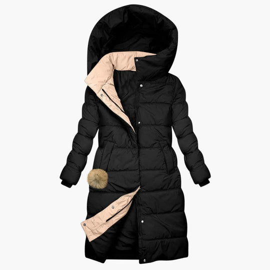 EB | Winter Steppmantel mit Kapuze - Langer, Winddichter Pufferjacke für Alltag & Freizeit