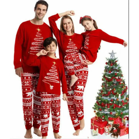 EB | Weihnachtsfamilien passende Schlafanzugset Rot