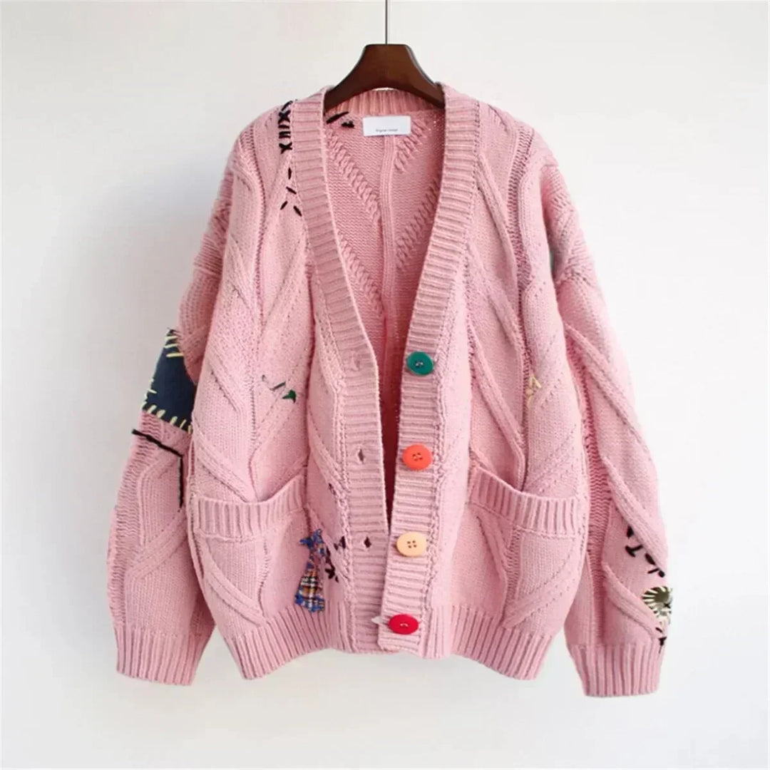 EB | Patchwork Bestickte Strickjacke