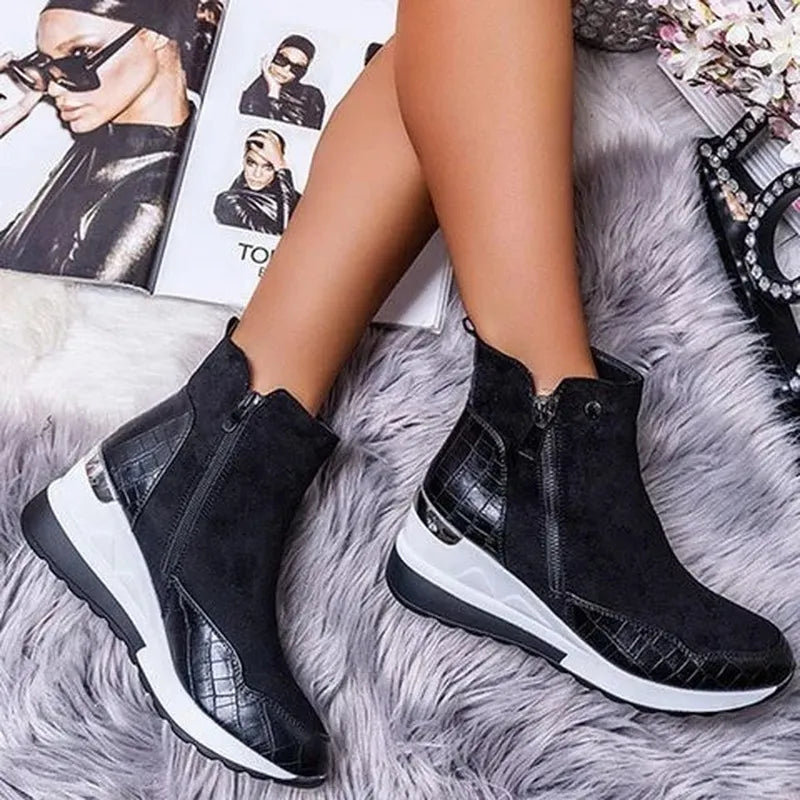 EB | Wildleder Orthopädische Keil Stiefeletten Freizeit Stiefeletten