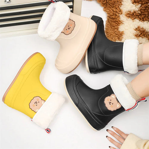 EB | Gummistiefel Wasserdicht Knöchellang Bären Design Einfaches Anziehen