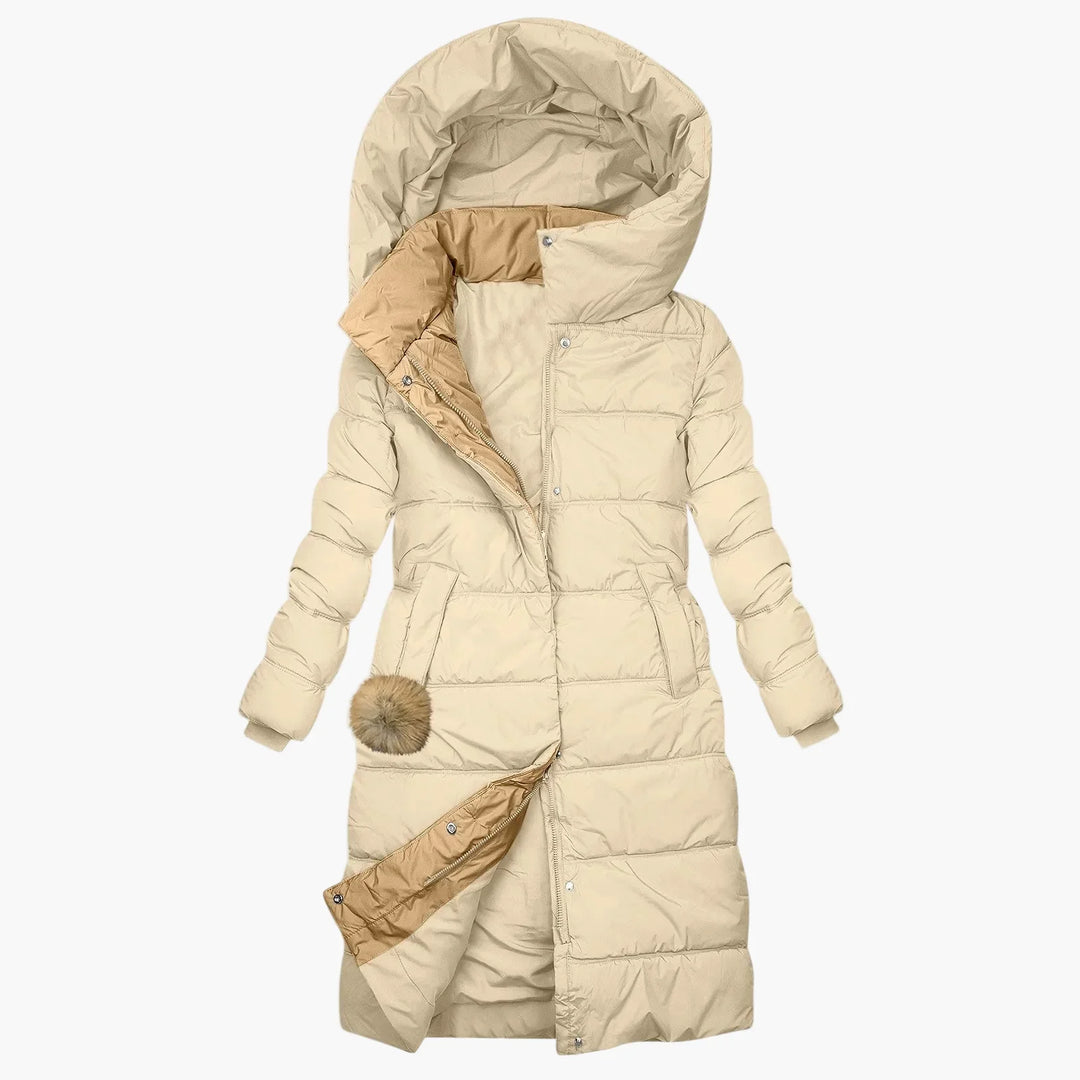 EB | Winter Steppmantel mit Kapuze - Langer, Winddichter Pufferjacke für Alltag & Freizeit
