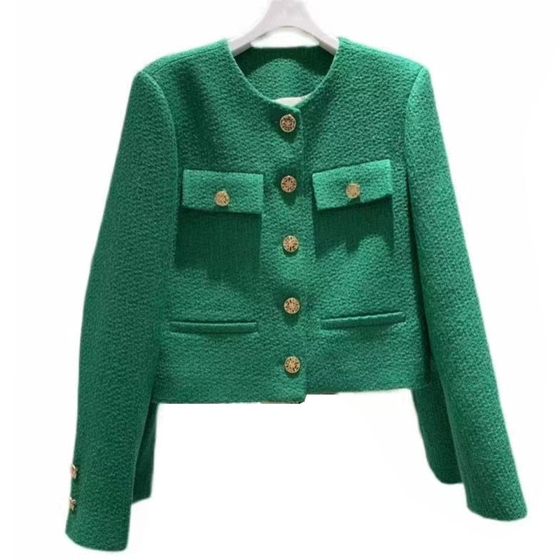 EB | Damen Tweedjacke mit Rundhalsausschnitt