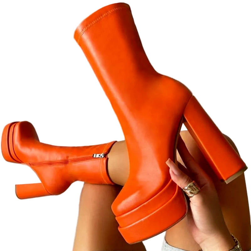 Damen Ankle Boots Plattform Kunstleder für jeden Anlass EB